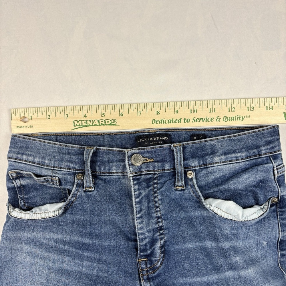 Lucky Brand Ava Mid Rise Crop Jeans Womens 8/29 Medium Wash Raw Hem Stretch - Picture 8 of 9